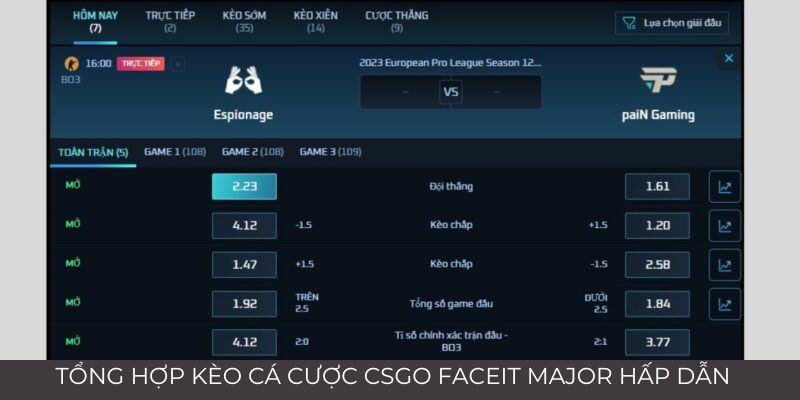 Cá Cược CSGO FACEIT Major - Chiến Thuật Cược Bất Bại 6 Tổng hợp kèo cá cược CSGO hấp dẫn nhất